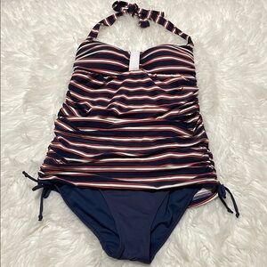 Striped Navy and Red Women’s One Piece Swimsuit Sz 4